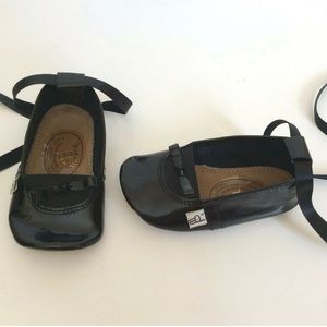 Black Patent Leather Baby Shoes Ribbon Ankle Tie by Bunny for P&M Leather Size 1